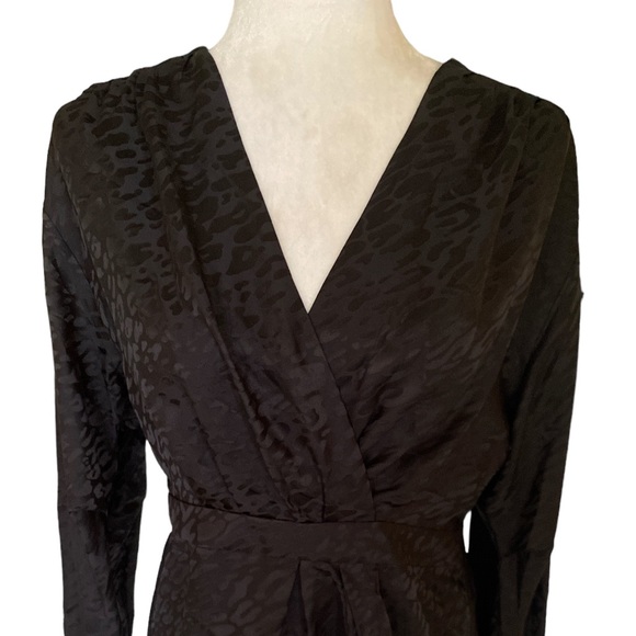 The Kooples Black Silk Leopard Print Faux Wrap Cropped Peplum Blouse - M - Picture 2 of 12